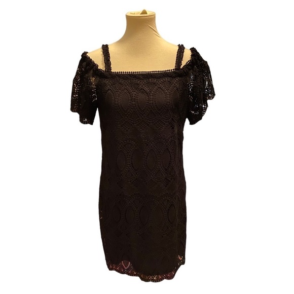 WHBM Lace Overlay Cold Shoulder Dress - Picture 9 of 16